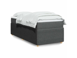 Cama Box Spring Con Colchón Tela Gris Oscuro 90x190 Cm