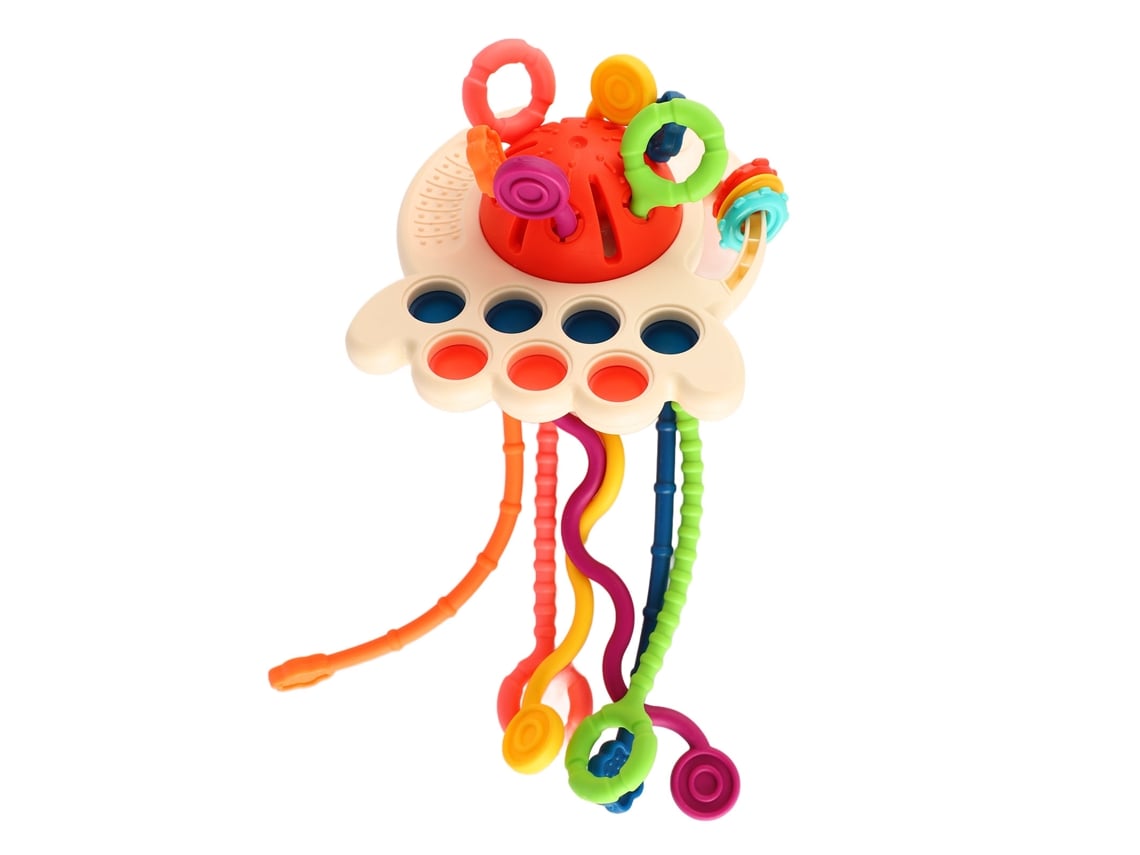 Juguete Sensorial De Silicona Con Forma De Ovni, Con Cuerda Para Tirar, Sonidos, Vibraciones, Método Montessori, Para Bebés.