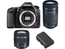 Cámara Reflex CANON EOS 80D + Objectivo EF-S 18-55MM F4-5.6 IS STM + Objectivo EF-S 55-250MM F4-5.6 IS STM + Batería Canon LP-E6N (APS-C)