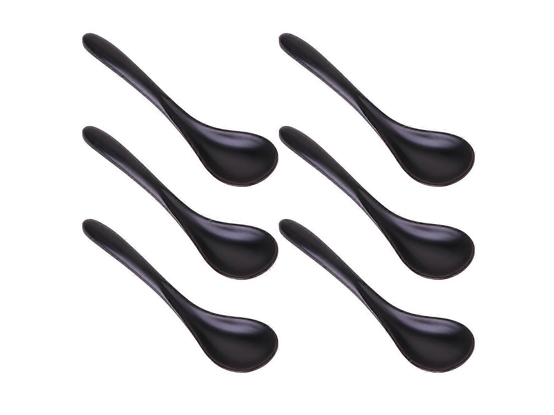 Rebe-6 Cucharas De Sopa De Melamina Negra Imitación De Porcelana Duraderas Para Hogar Y Restaurantes (hs0123) 18x4,8cm Negro