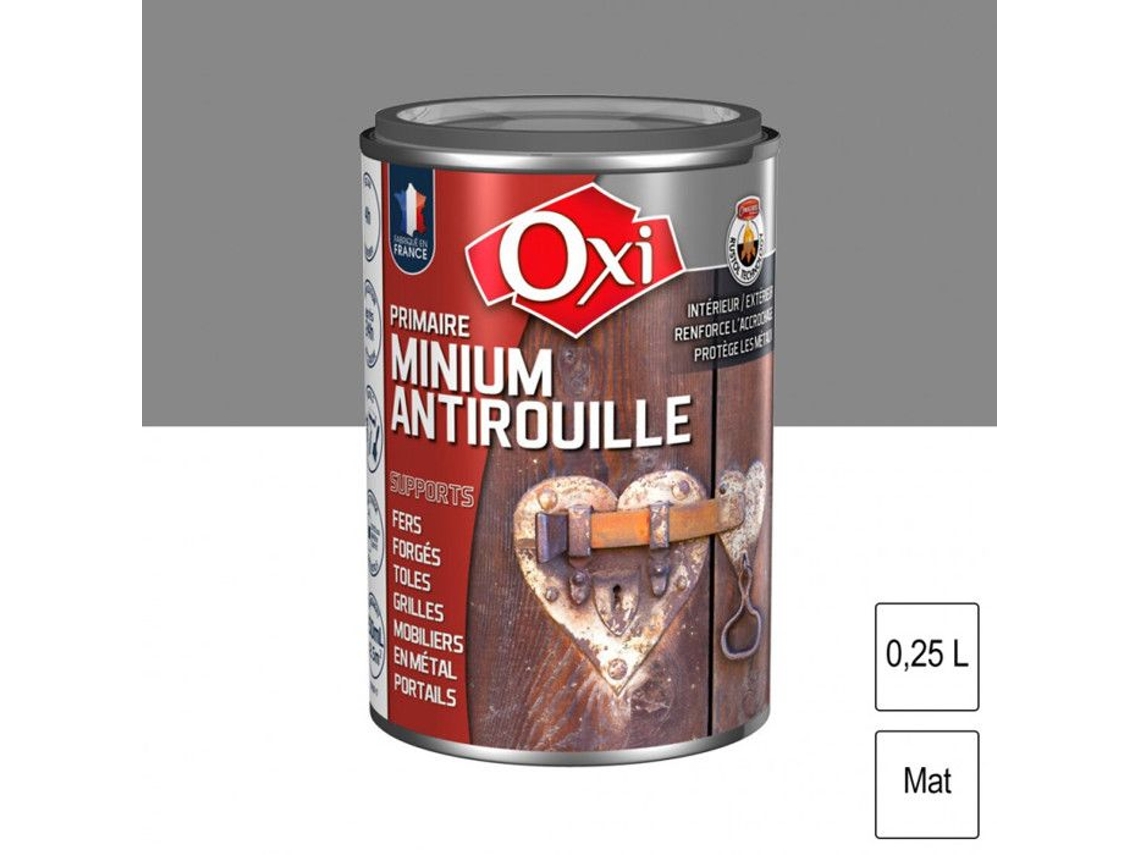 Primer Antioxidante Oxi Minium 250 Ml Solvente Exterior Gris
