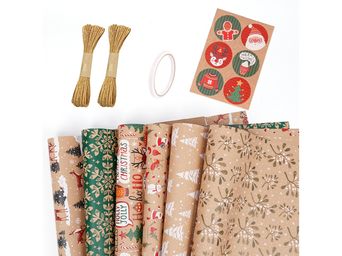 Juego de 6 hojas de papel de regalo navideño Eifson para Navidad, ideal para las fiestas de invierno, 70 x 50 cm (06)