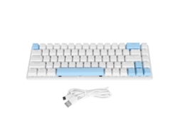 Teclado Mecánico Compacto De 68 Teclas Con Retroiluminación Rgb, Interruptores Azules, Con Cable Para Windows, Android, Pc Y Portátiles, Blanco Y Azul.