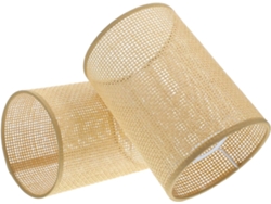 Lámpara Colgante Versátil De Ratán Tejido E27e14, Juego De 2, Diámetro 4,2 Cm, Tejido Natural.