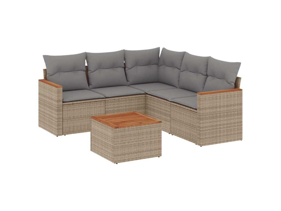 Conjunto de 6 sofás de jardín con cojines de mimbre beige MAISON EXCLUSIVE (80x200 cm)