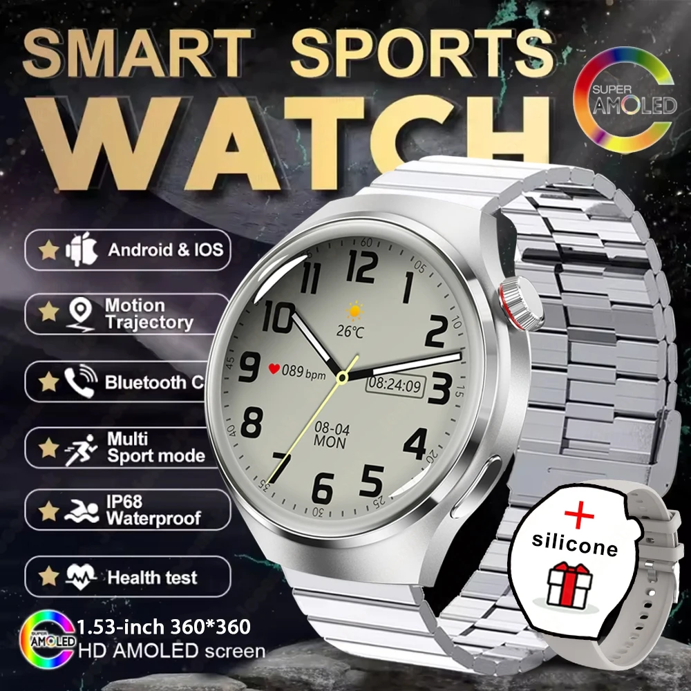 Reloj MDUG con GPS, NFC y llamadas Bluetooth (acero plateado)