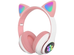 Auriculares Inalámbricos Bluetooth Para Juegos Con Luces Led Y Diseño De Orejas De Gato - Rosa