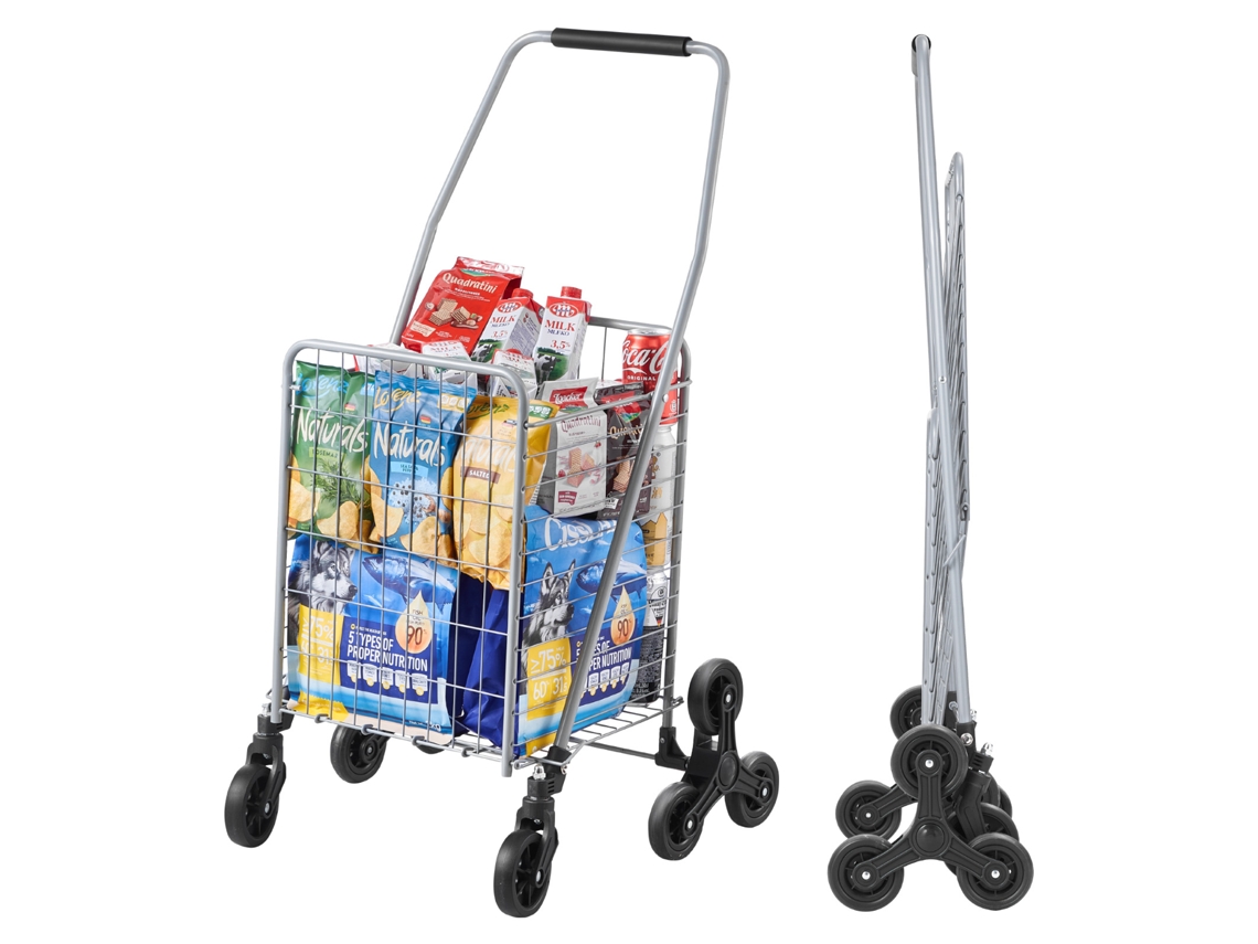Carrito de compras plegable con ruedas Succebuy de 45 l para subir escaleras