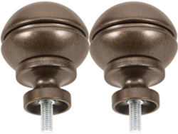 Ponteiras Decorativas Para Varão De Cortina, 14 Mm (9/16), Semiesféricas, Em Abs Marrom E Ferro. Ac
