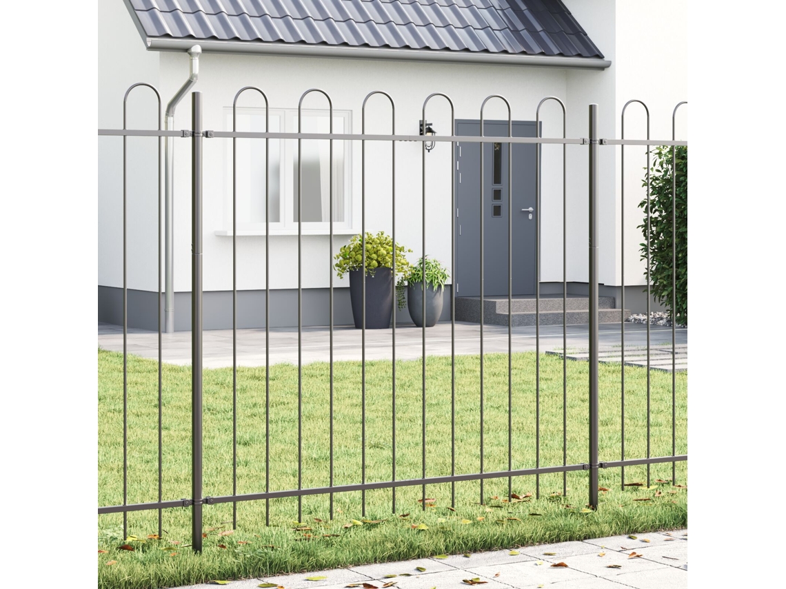 Valla de jardín arqueada de acero gris de 8,5 x 1,5 m (WSD44368) - Lovely Home