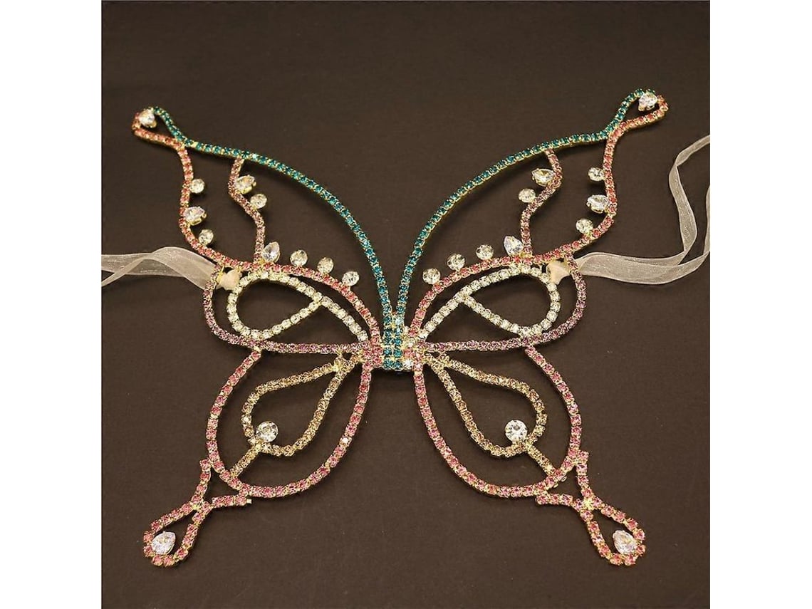 Máscara De Mujer Con Pedrería Para Fiestas De Disfraces, Bailes, Banquetes Y Como Accesorio De Joyería Con Forma De Mariposa.