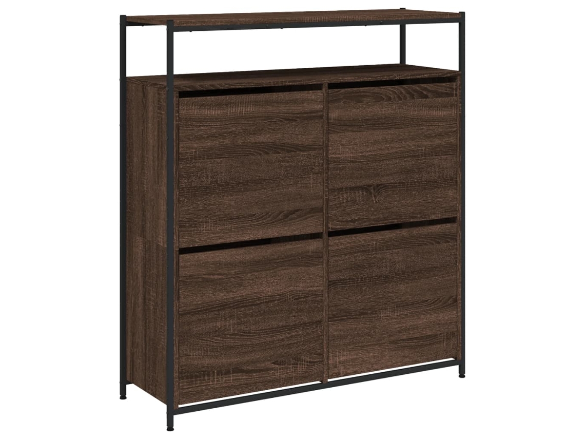 Zapatero con 4 cajones abatibles, Roble Marrón, MAISON EXCLUSIVE (100x34x112 cm)