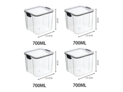 Juego de 5 recipientes herméticos de plástico transparente para almacenar alimentos. Mdug (4 x 700 ml)