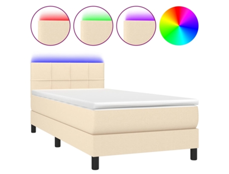 MAISON EXCLUSIVE Cama con somier con colchón y LED 90X190 cm Tela color crema