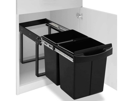 vidaXL Cubo de basura de cocina extraíble reciclaje cierre suave 48 L