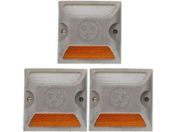 Juego De 3 Señales De Tráfico De Aluminio Fundido Rellenas De Arena Y Con Reflectores Amarillos.