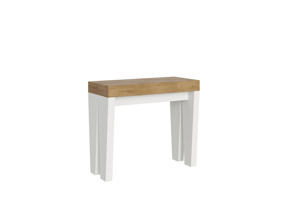 Consolas Spimbo Mix Small Extensible hasta 196 cm ITAMOBY (90 x 40 x 77 cm - Paneles de Melamina - Fresno Blanco-Roble Natural)