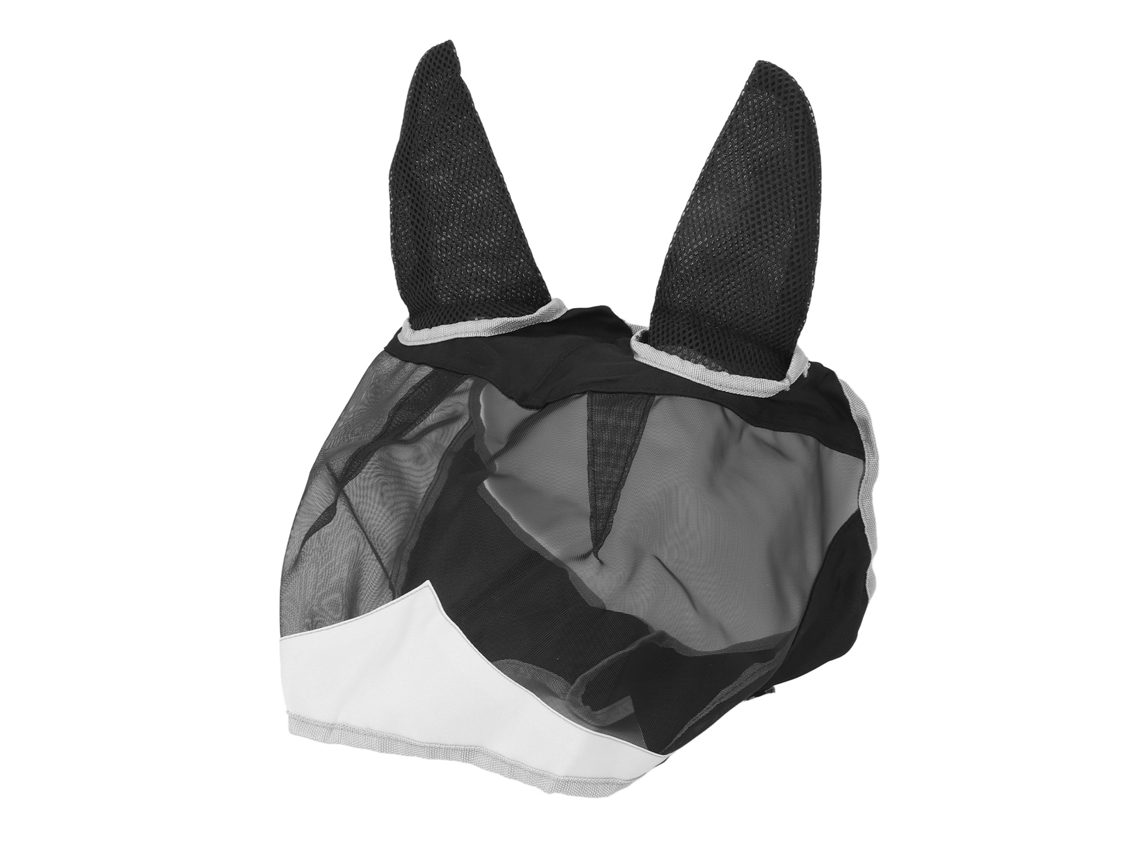 Máscara Con Forma De Cabeza De Caballo Con Malla Fina, Antiinsectos, Transpirable, Protección Para Las Orejas, Nariz Larga, Negra Con Gris, Talla M