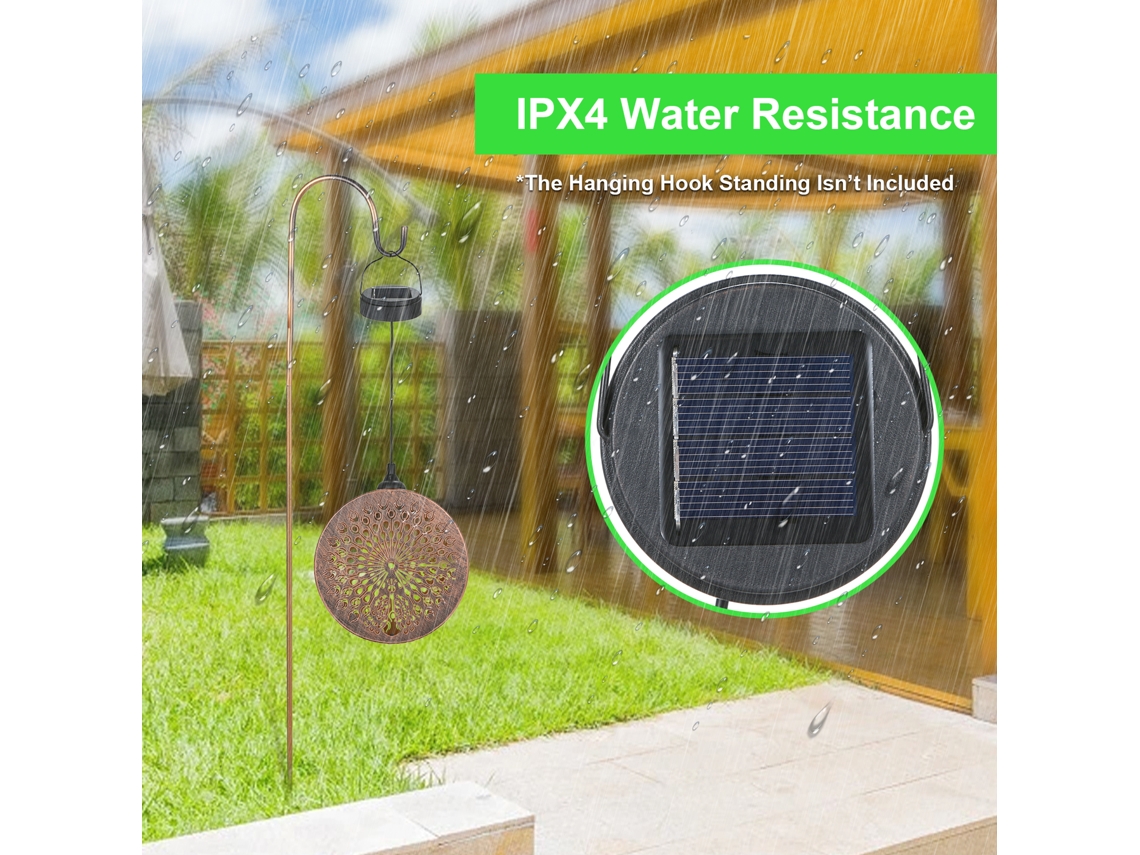 2026-lámpara Colgante Solar Led 2pcs, Diseño De Pavo Real, Control De Luz Sensible, Resistente Al Agua Ipx4, 600mah, Para Patio Y Jardín