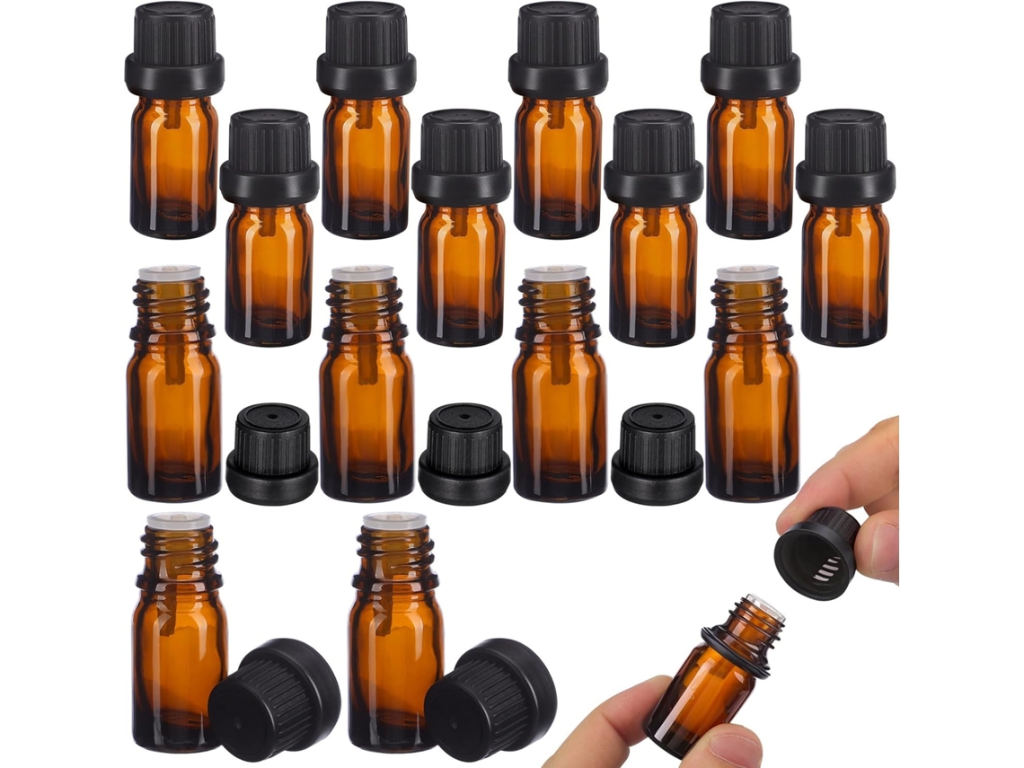 Nuobesty Juego De 20 Frascos De Vidrio Ámbar De 5 Ml Para Aceites Esenciales Y Cosméticos