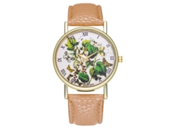 Reloj De Pulsera Analógico De Cuarzo Redondo Estilo Moda Beige
