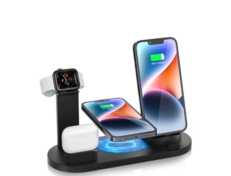 BISBISOUS B07 Estación de Carga Inalámbrica 4 en 1 Compatible con Iphone Apple Watch Airpods Blanco