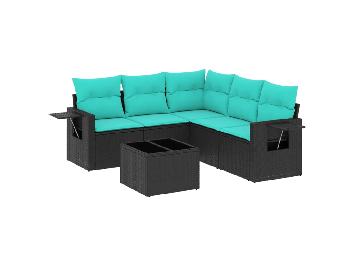 Maison Exclusive - Conjunto De Sofá De Jardín De 6 Piezas Con Cojines, De Poliratán Negro