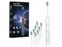 Cepillo De Dientes Eléctrico, 5 Modos, Carga Usb, Con 8 Cabezales. Blanco Czhhmart