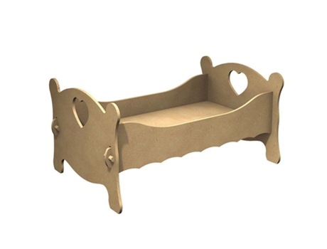 Cama de muñecas de madera MDF para decorar - 47 x 31 cm