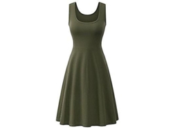 2026-vestido De Verano Mujer Sin Mangas Cuello Cuadrado Solido A-line Alto Talle Casual Rojo 18-35 Años