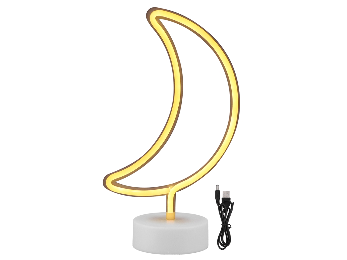 Yncm2026-luz Neon Forma De Luna Con Base Para Dormitorio Fiesta Regalo Cumpleaños Usb/batería