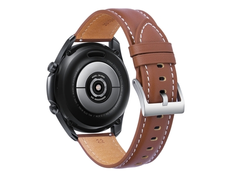Correa de reloj inteligente para Samsung Galaxy Watch3 de 41 mm Correa de cuero con hebilla plateada (marrón claro)