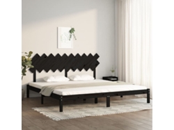 Estructura De Cama De Madera Maciza De Pino Negra 200x200 Cm