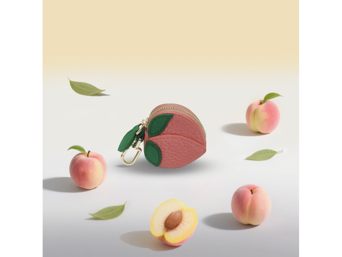 Monedero Con Forma De Fruta - Colgante Para Monedero - Melocotón - Aprox. 6x2,5x6 Cm