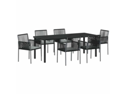 Conjunto de comedor de jardín de ratán negro de 7 piezas, EXCLUSIVO DE MAISON