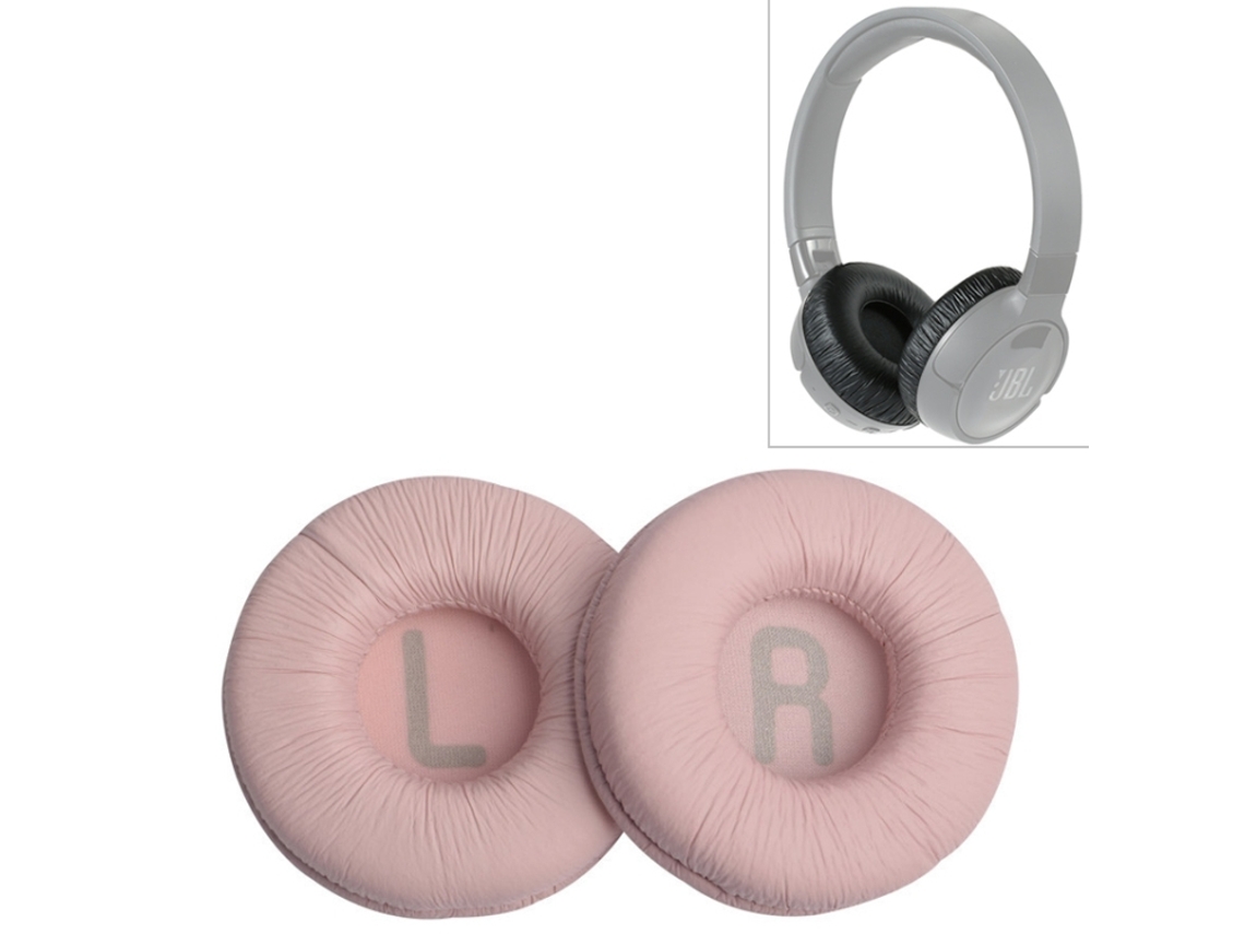 Almohadillas para auriculares JBL T660NC, espuma suave, textura arrugada, color rosa, sin ranuras para tarjetas.