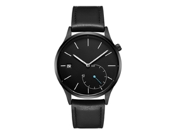 Reloj De Pulsera Masculino Redondo De Cuero Pu Estilo Fashion De Quarzo Negro