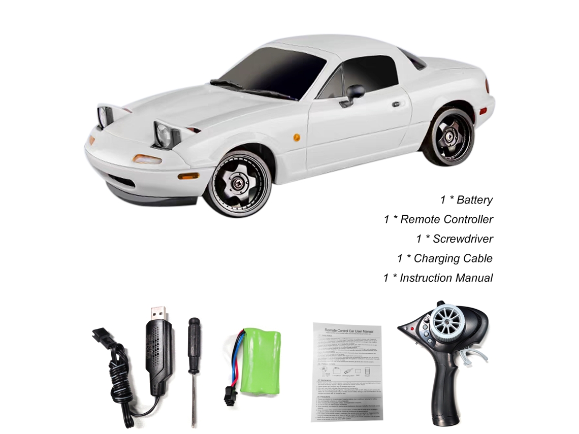 Coche Teledirigido De 2,4 Ghz Con Luces Led, Color Blanco, Recargable, Ideal Para Niños O Como Regalo De Cumpleaños.