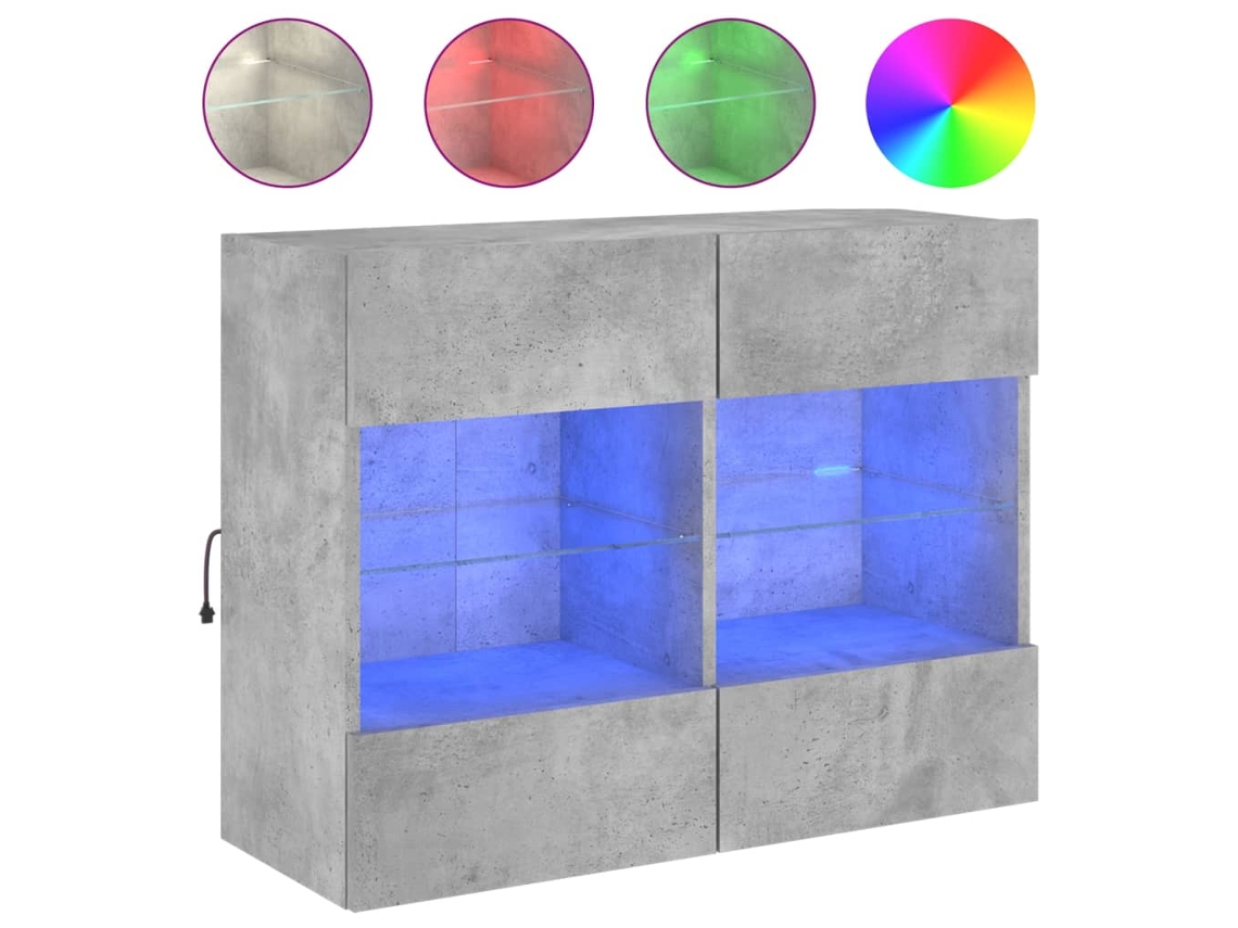 Mueble de pared con luces LED, Gris Cemento, MAISON EXCLUSIVE (78,5x30x60,5 cm)