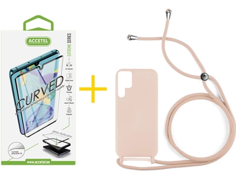 Carcasa + Protector de Pantalla para Samsung Galaxy S22 Ultra 5G ACCETEL Rosa Pastel