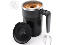 Taza de café magnética autoagitadora, recargable, apta para café, té y leche, color negro