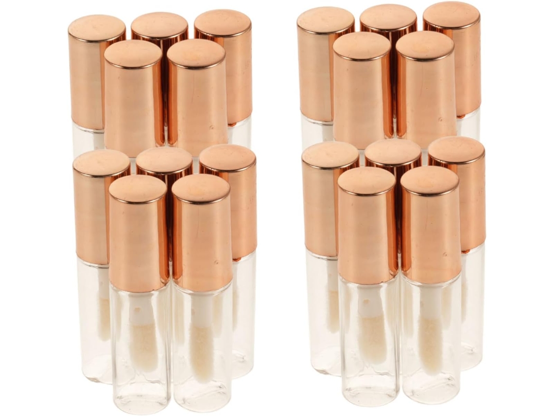 Nuobesty Pack De 20 Mini Tubos Recargables De Brillo Labial, 1,2 Ml, Plástico Transparente