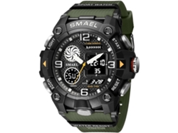 Reloj con fecha y pulsera digital con LED rojo lava de acero inoxidable negro