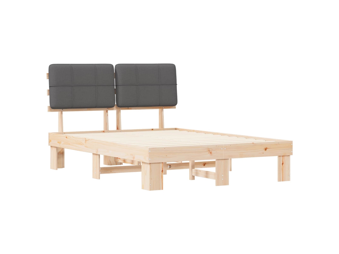 Cama De Matrimonio | Cama Para Adultos | Estructura De Cama Con Cabecera Tapizada Gris Oscuro
