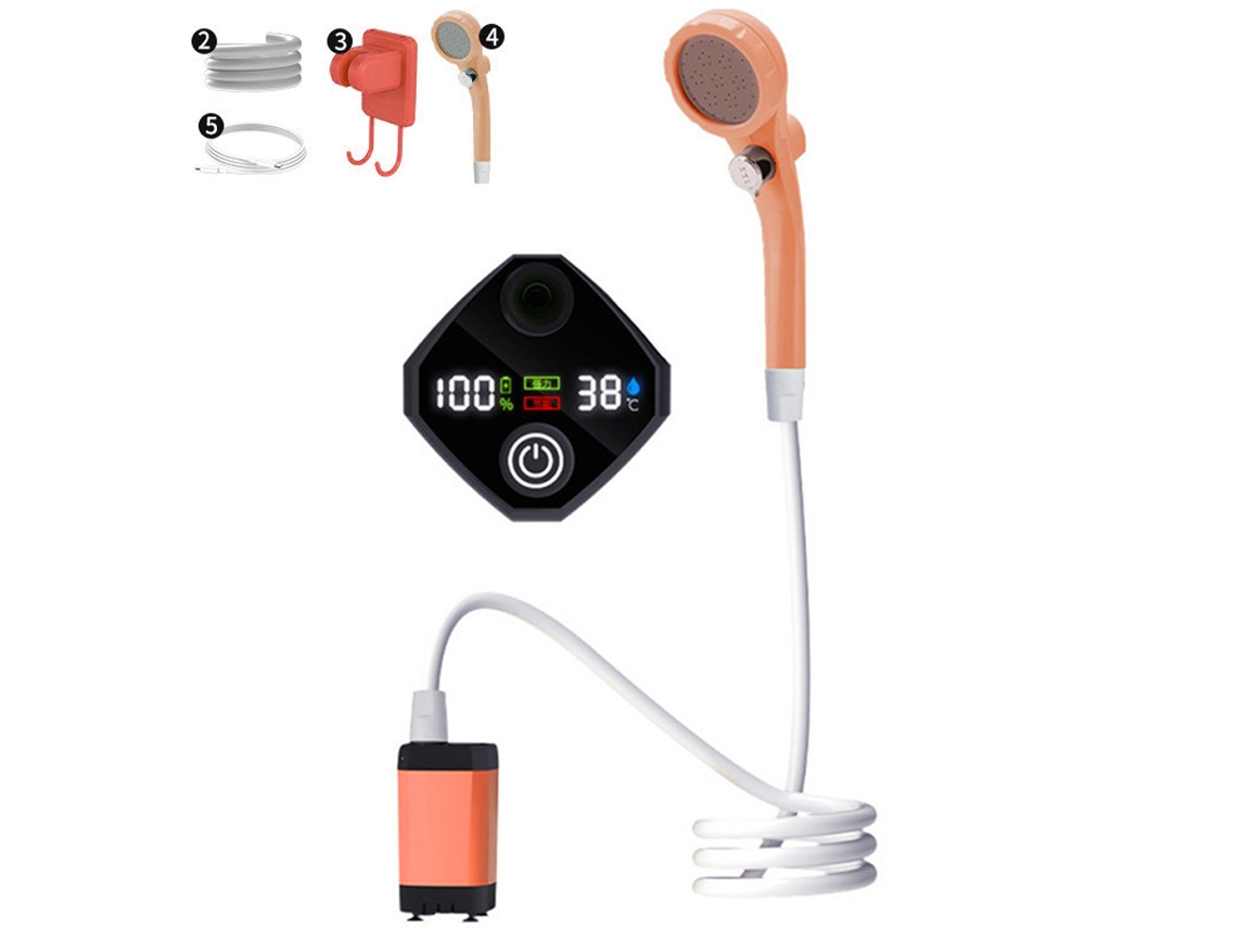 Bomba De Ducha Eléctrica Portátil Recargable Para Camping Con Pantalla Digital Inteligente