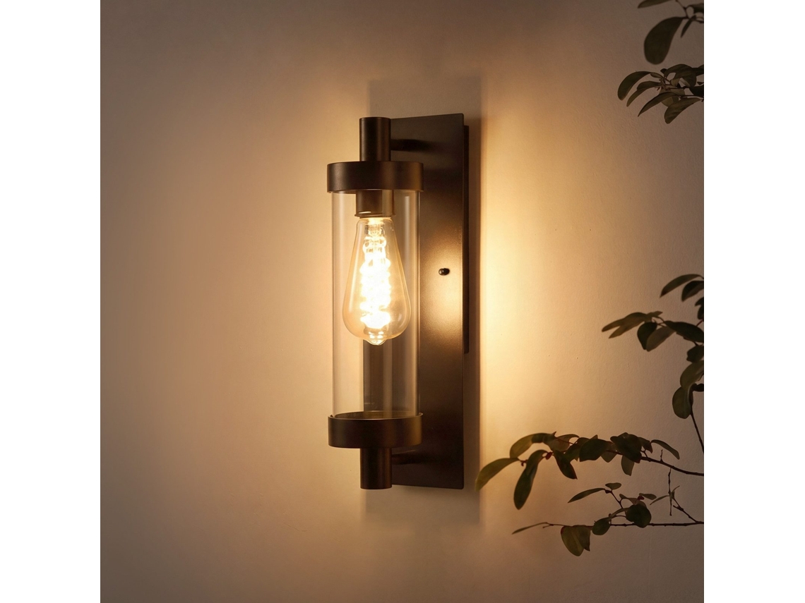 Zmh Lámpara De Pared Para Interiores Y Exteriores Negra E27 Max. 40w Sin Bombilla Para Jardín Terraza Balcón