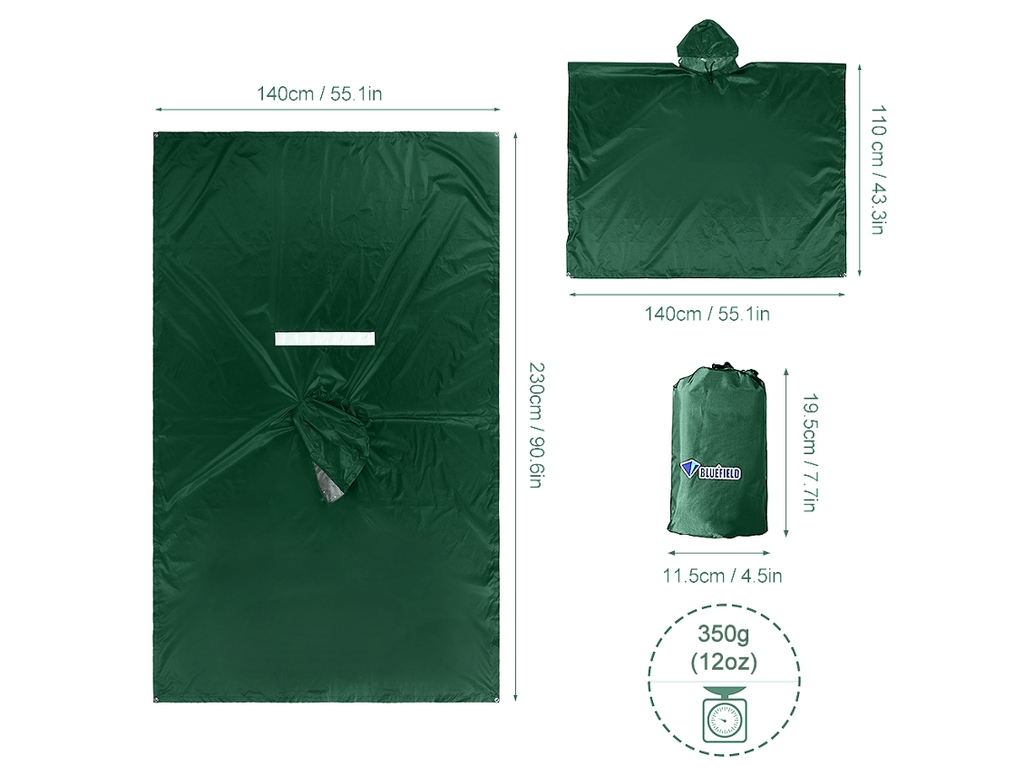 Poncho impermeable con capucha para lluvia ligera