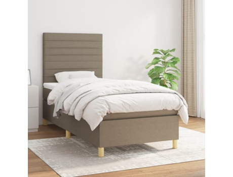 Cama con somier VIDAXL (Gris - Tela - 193 x 90 x 128 cm)