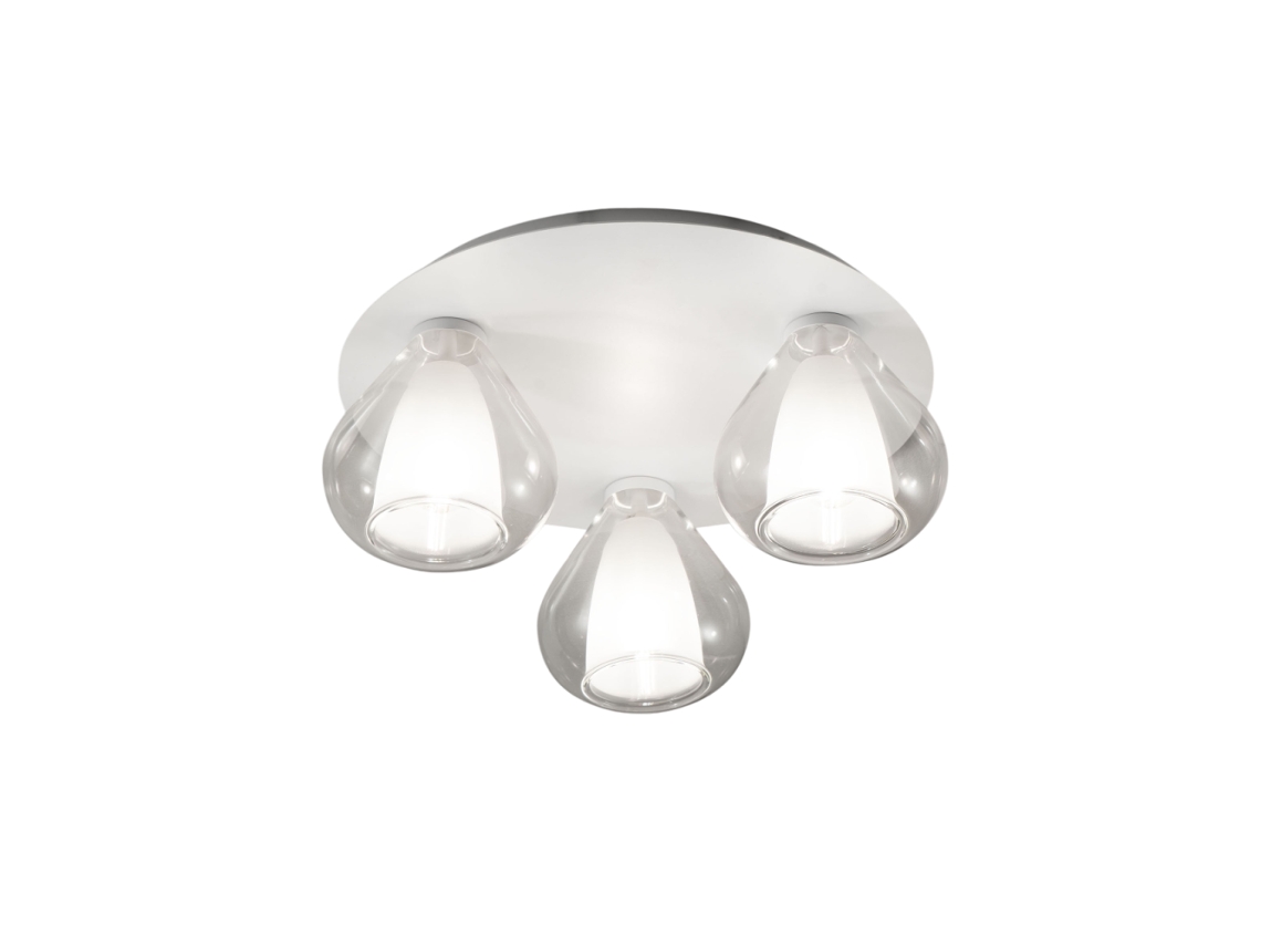 Lámpara de techo redonda Lila de 40 cm de diámetro. Aplique de pared Fabas Luce con 3 bombillas LED E27 de hasta 40 W, transparente.