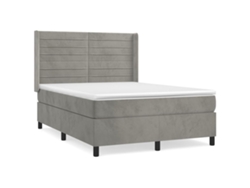 Maison Exclusive - Cama Box Spring Con Colchón Terciopelo Gris Claro 140x190 Cm
